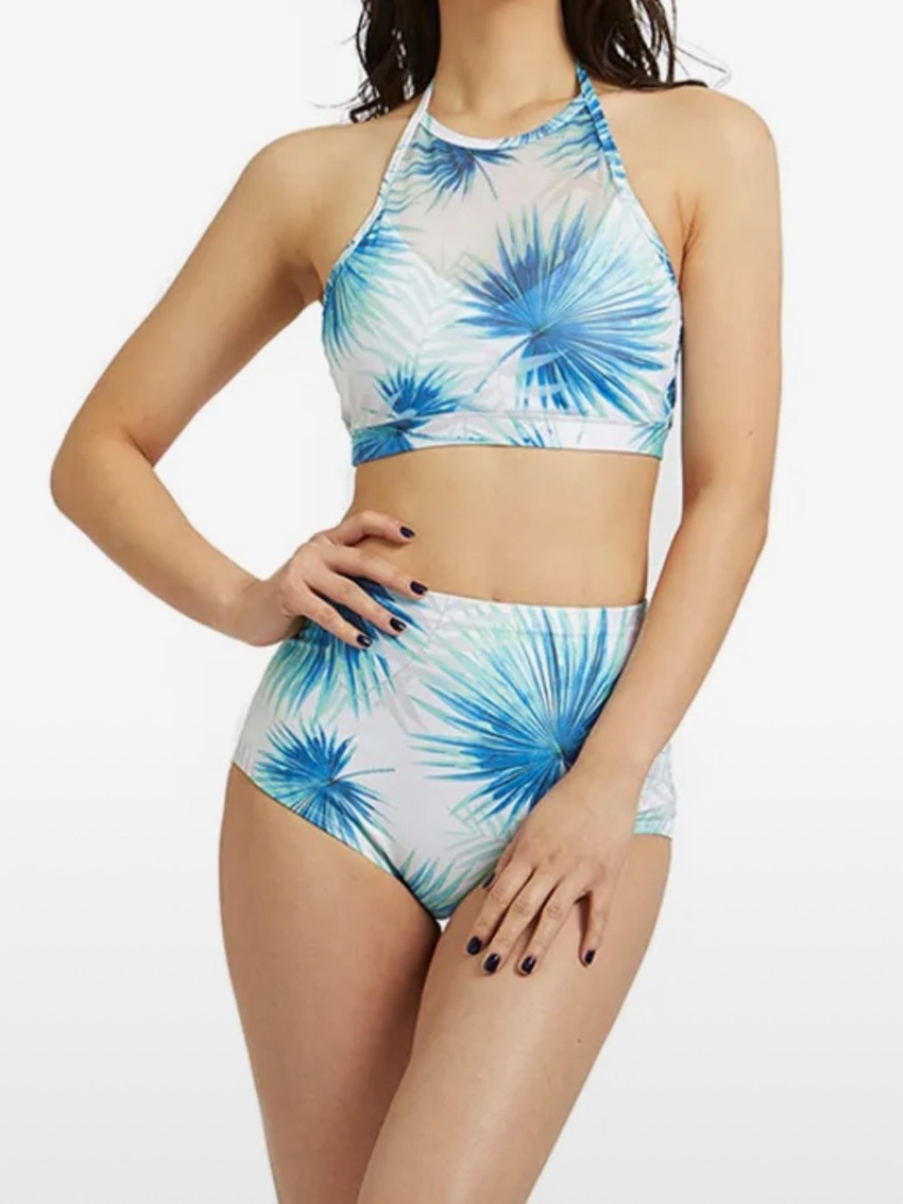 Tropical Leaf Print Bikini Set